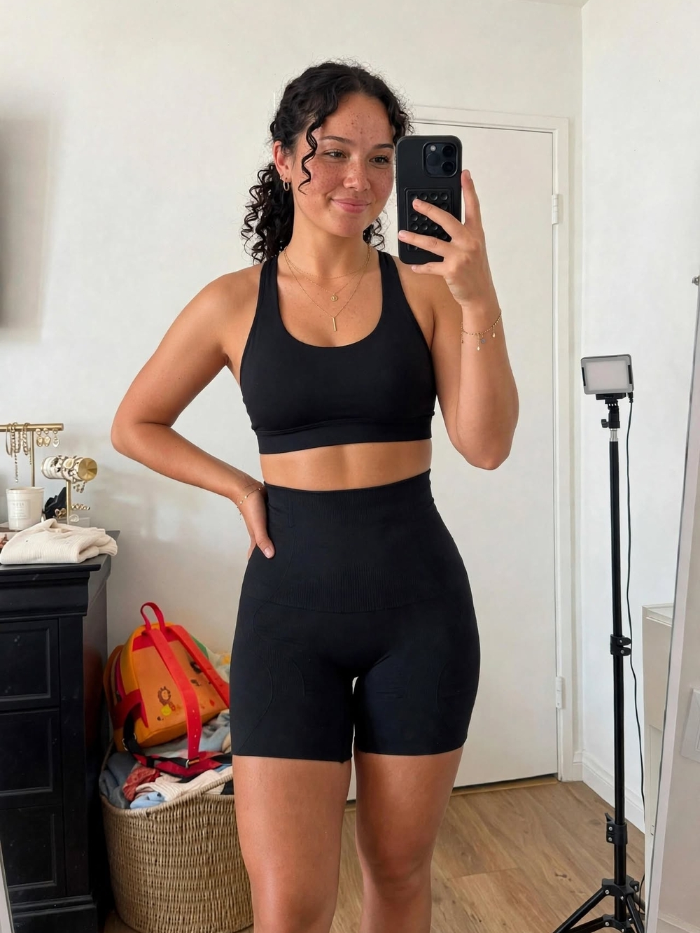 High-Waist Black Athletic Shaping Shorts